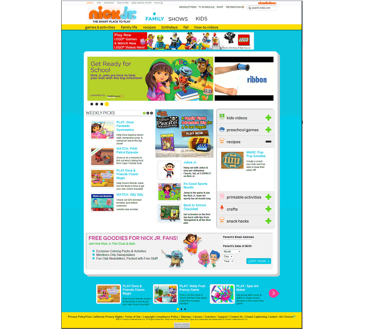 Nick Jr. (Nickelodeon/Viacom) – client – présente son tout nouveau site Web !